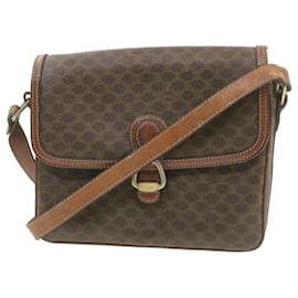 Céline-CELINE Macadam Canvas Shoulder Bag PVC Leather Brown Auth jk094-Brown