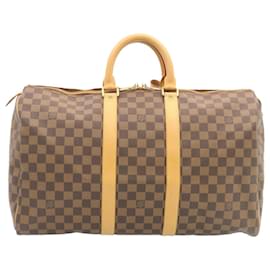 Louis Vuitton-LOUIS VUITTON Damier Ebene Keepall 45 Boston Bag LV Auth 26495NO-Outro