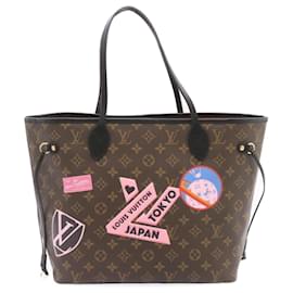 Louis Vuitton-LOUIS VUITTON Monogram World Tour Neverfull MM Tote Bag M42844 LV Auth 26563EN-Monograma