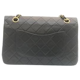 Chanel-Matelasse clásico de CHANEL 25 Bolso De Hombro Con Solapa De Cadena Piel De Cordero Negro Auth 27848EN-Negro,Dorado