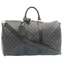 Louis Vuitton-LOUIS VUITTON Damier Graphite Keepall Bandouliere 45 Boston Bag N41418 LV 28157a-Other