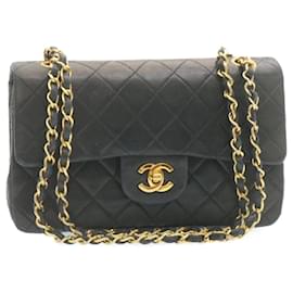 Chanel-CHANEL Matellasse classica 23 Borsa A Tracolla Con Patta Catena Pelle Di Agnello Nero Auth 28634alla-Nero,D'oro