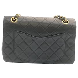 Chanel-CHANEL Classic Matelasse 23 Chain Flap Shoulder Bag Lamb Skin Black Auth 28634a-Black,Golden