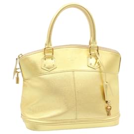Louis Vuitton-LOUIS VUITTON Suhari Lockit PM Hand Bag Leather Gold M91889 LV Auth 28662a-Golden