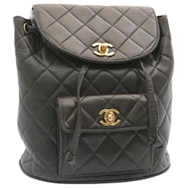 Chanel-CHANEL Matelasse Backpack Leather Black Gold Tone CC Auth ar4662a-Black,Other