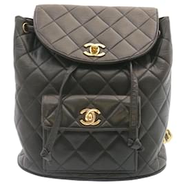 Chanel-CHANEL Matelasse Backpack Leather Black Gold Tone CC Auth ar4662a-Black,Other