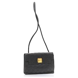 Chanel-CHANEL Matelasse Shoulder Bag Lamb Skin Black Gold CC Auth ar5310a-Black,Golden