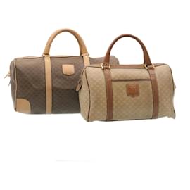 Céline-CELINE Macadam Canvas Hand Bag Boston Bag 2Set Brown Beige Auth ar6340-Brown,Beige