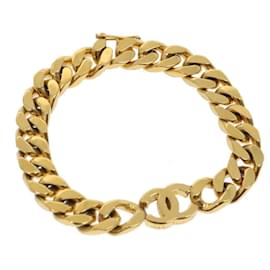 Chanel-CHANEL COCO Mark Bracelet Or CC Auth hk403-Doré