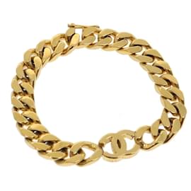 Chanel-CHANEL COCO Mark Bracelet Gold CC Auth hk403-Dourado