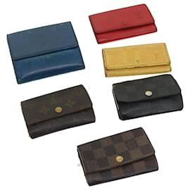 Louis Vuitton-LOUIS VUITTON Monogram Damier Epi Wallet Key Case 6Set Brown Blue Red Auth ti620-Brown,Red,Blue