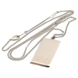 Louis Vuitton-LOUIS VUITTON Collie Plaque Damier Pandant Necklace Metal Silver Tone Auth tp163-Other