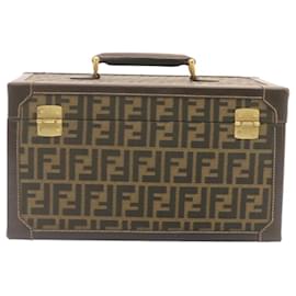 Fendi-FENDI Zucca Canvas Vanity box Sac à main Marron Auth fm664A-Marron