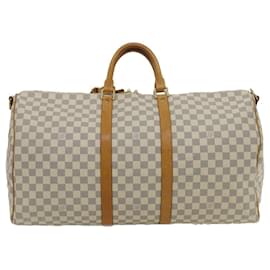Louis Vuitton-LOUIS VUITTON Damier Azur Keepall Bandouliere55 Boston Bag N41429 LV Auth ni276a-Other