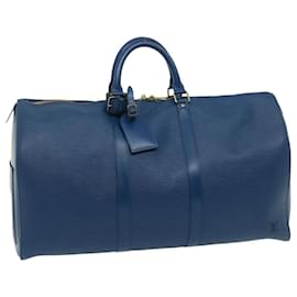 Louis Vuitton-Louis Vuitton Epi Keepall 50 Boston Bag Blue M42965 LV Auth pt1265-Blue