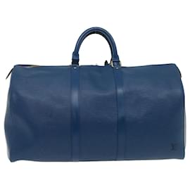 Louis Vuitton-Louis Vuitton Epi Keepall 50 Boston Bag Blue M42965 LV Auth pt1265-Blue
