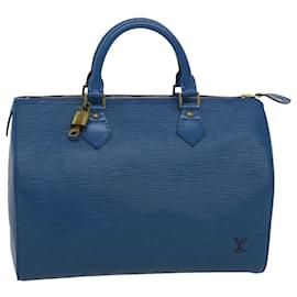 Louis Vuitton-Louis Vuitton Epi Speedy 30 Hand Bag Blue M43005 LV Auth pt1488-Blue