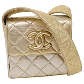 Chanel-CHANEL Borsa a spalla Matelasse Lamb Skin Gold CC Auth 29567alla-D'oro