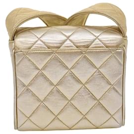 Chanel-CHANEL Matelasse Shoulder Bag Lamb Skin Gold CC Auth 29567a-Golden