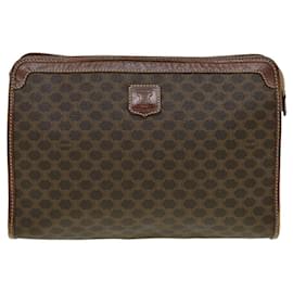 Céline-CELINE Macadam Pouch Clutch Bag PVC Leather 2Set Beige Brown Auth 30287-Brown,Beige