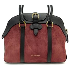Burberry-NEW BURBERRY MILVERTON HANDBAG 3981005 SUEDE AND GRAINED LEATHER HAND BAG-Red