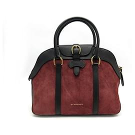 Burberry-NEW BURBERRY MILVERTON HANDBAG 3981005 SUEDE AND GRAINED LEATHER HAND BAG-Red