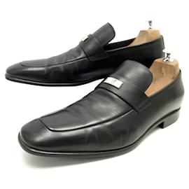 Gucci-GUCCI FLORENCE MOCCASIN SHOES 41 IT 42 FR EN BLACK LEATHER LOAFER SHOES-Black