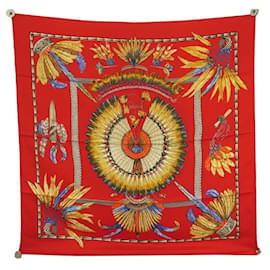Hermès-HERMES BRAZIL LAURENCE BOURTHOUMIEUX CARRE SCARF 90 RED SILK SILK SCARF-Red