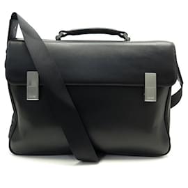 Autre Marque-NEW PORSCHE DESIGN SADDLEBAG 41CM BLACK LEATHER SHOULDER BRIEFCASE-Black
