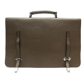PRADA BRIEFCASE BAG 2 BRIEFCASE GRAINED LEATHER BRIEFCASE BELLOWS Brown