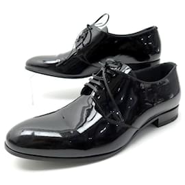 Christian Dior-NEW CHRISTIAN DIOR GARCONNE DERBY SHOES 37 BLACK PATENT LEATHER SHOES-Black