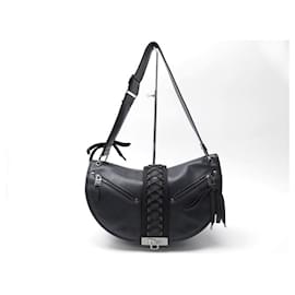 Christian Dior-CHRISTIAN DIOR ADMIT IT LUNE CORSET LACE-UP BLACK LEATHER HAND BAG-Black