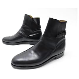 JM Weston-JM WESTON JODHPUR SHOES 740 Boots 8.5E 42.5 BLACK LEATHER BUCKLE BOOTS-Black