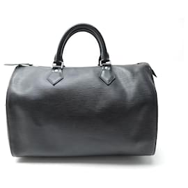 Louis Vuitton-Louis Vuitton Speedy Handbag 35 IN BLACK EPI LEATHER M42992 HAND BAG PURSE-Black