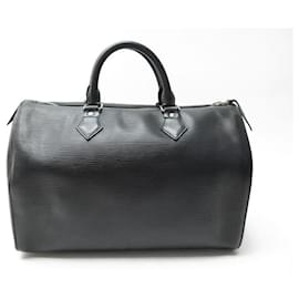 Louis Vuitton-Louis Vuitton Speedy Handbag 35 IN BLACK EPI LEATHER M42992 HAND BAG PURSE-Black