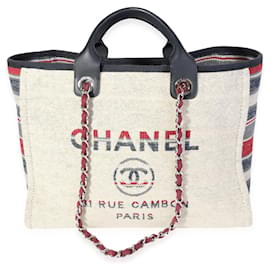Chanel-Chanel Paris-hamburg Multicolor Striped Wool Large Deauville Tote-Other