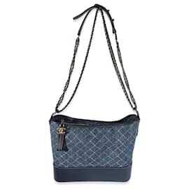 Chanel-Chanel Blue Quilted Denim & Calfskin Large Gabrielle Hobo -Blue