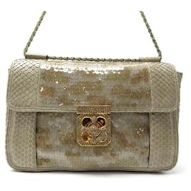 Chloé BOLSA CHLOE ELSIE PYTHON COURO E LATENTES TAUPE 26BOLSA DE MÃO CM Taupe