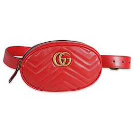 Gucci-Gucci Red Matelasse Leather Marmont Belt Bag-Red