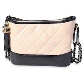 Chanel-Chanel Beige & Black Aged Calfskin Small Gabrielle Hobo -Other
