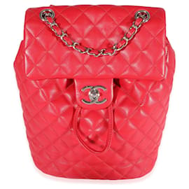 Chanel-Chanel Red Lambskin Small Urban Spirit Backpack -Red