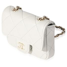 Chanel-Chanel Grey Quilted Lambskin Mini Chain Belt Bag-White