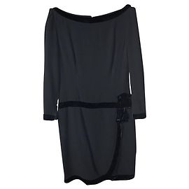Valentino Schwarzes Kleid mit Samteinsätzen Schwarz