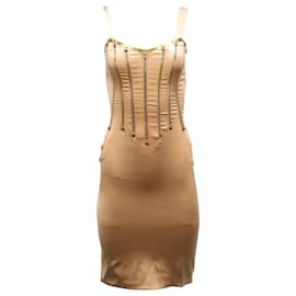 Dolce & Gabbana-Dolce e Gabbana Abito Bustier con Dettaglio Zip in Pelle Nude-Carne