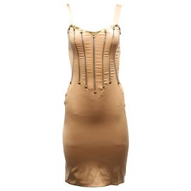 Dolce & Gabbana Dolce and Gabbana Robe bustier avec fermeture éclair en cuir nude Chair
