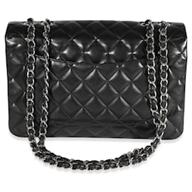 Chanel-Chanel Black Quilted Lambskin Jumbo Classic Single Flap Bag -Black