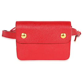 Hermès-Hermes Vintage Rouge Vif Courchevel Pochette Belt Bag Ghw-Red