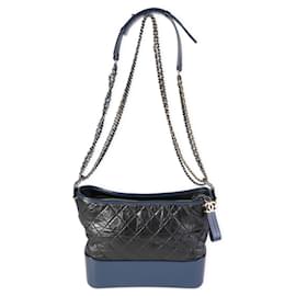 Chanel-Chanel Black & Blue Quilted Aged Calfskin Large Gabrielle Hobo -Other