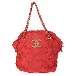 Chanel-Chanel Red Tweed Nature Cc Tote-Red
