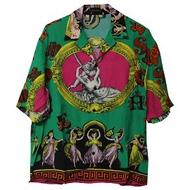 Versace Barock Amore E Psiche Print Kurzarmhemd aus mehrfarbiger Viskose Mehrfarben